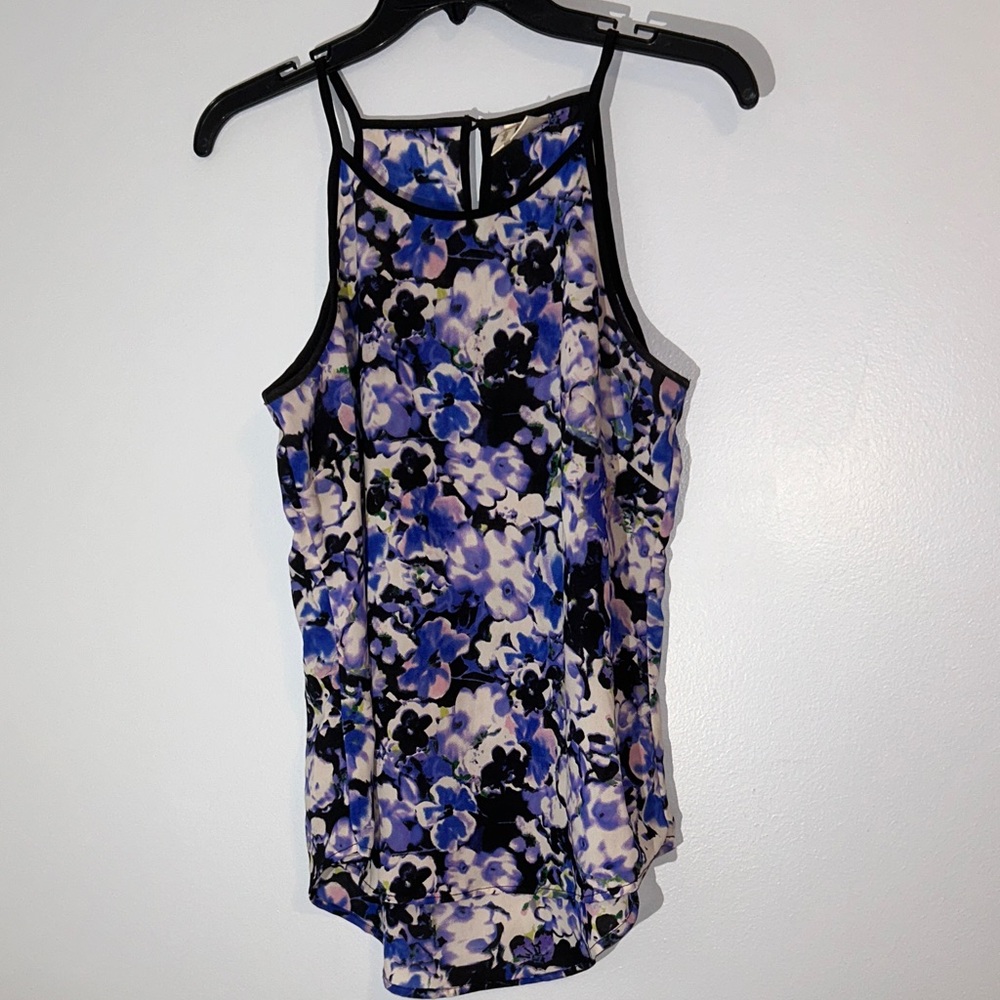 Japna Floral Tank Top - Blue and Black Size M